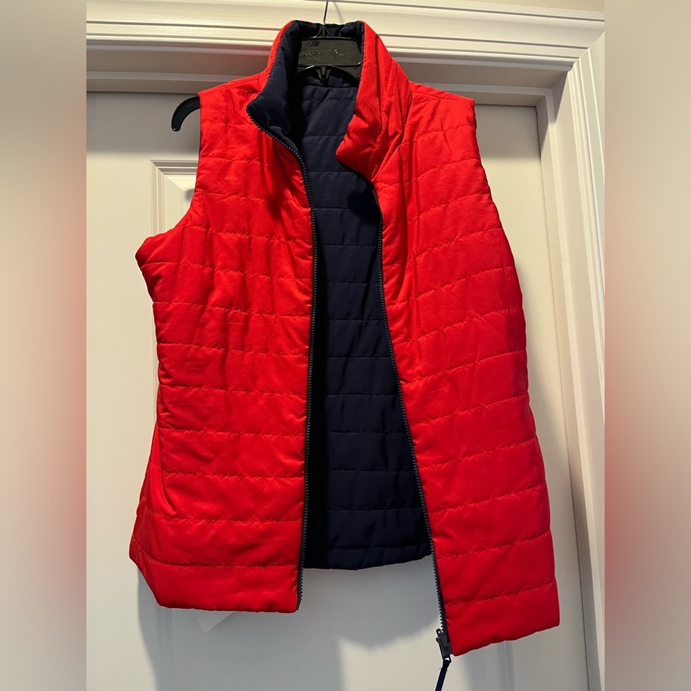 NWOT New Directions reversible Red/navy vest XL